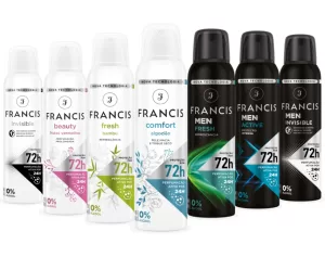 Francis apresenta desodorantes antitranspirantes